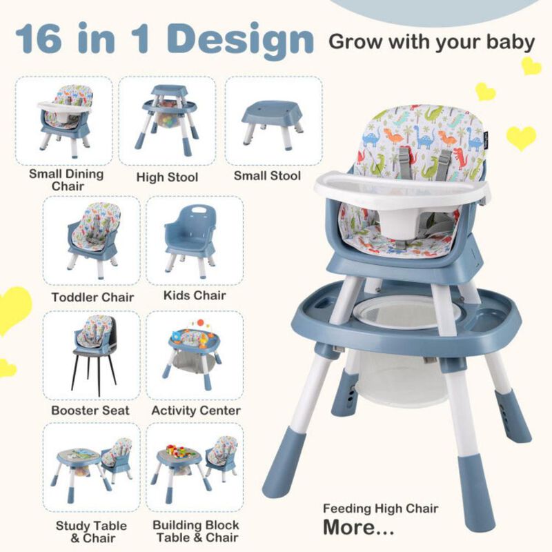 Convertible 16 in 1 Baby Highchair with Activity Center for Toddlers and Infants image number 6