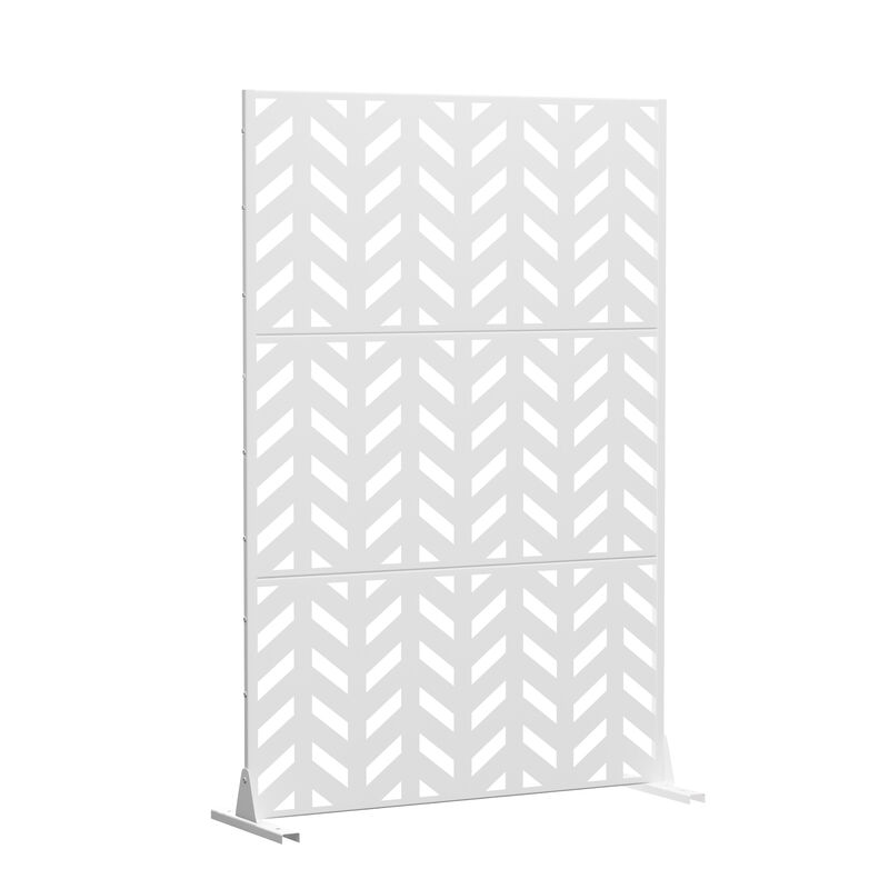 Arched Metal Outdoor Privacy Screen, Freestanding Outdoor Divider Decorative Privacy Fence