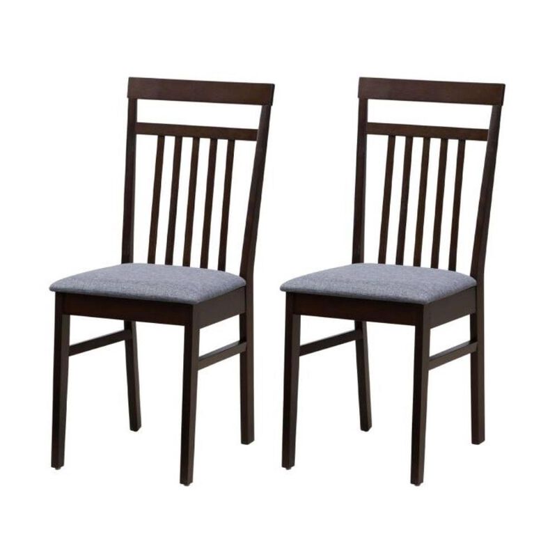 Hivvago Set of 2 - Classic Sturdy Wood Dining Chair with Grey Upholstered Seat Cushion