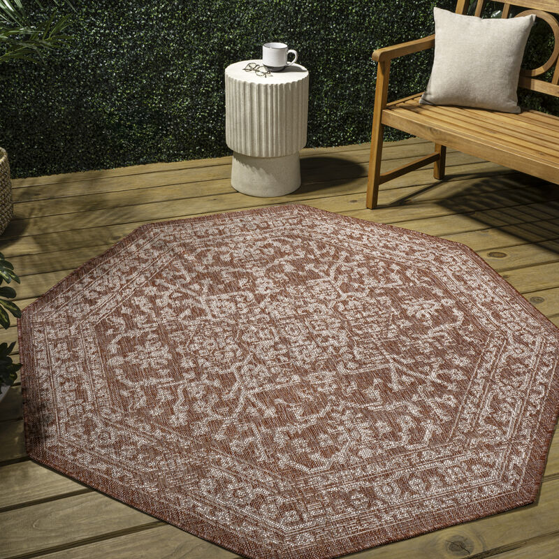 Malta Bohemian Medallion Textured Weave Octagon Indoor/Outdoor Area Rug