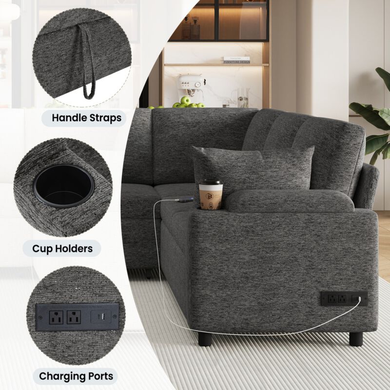 Zornug  Convertible L-Shaped Sectional Sofa Bed image number 4