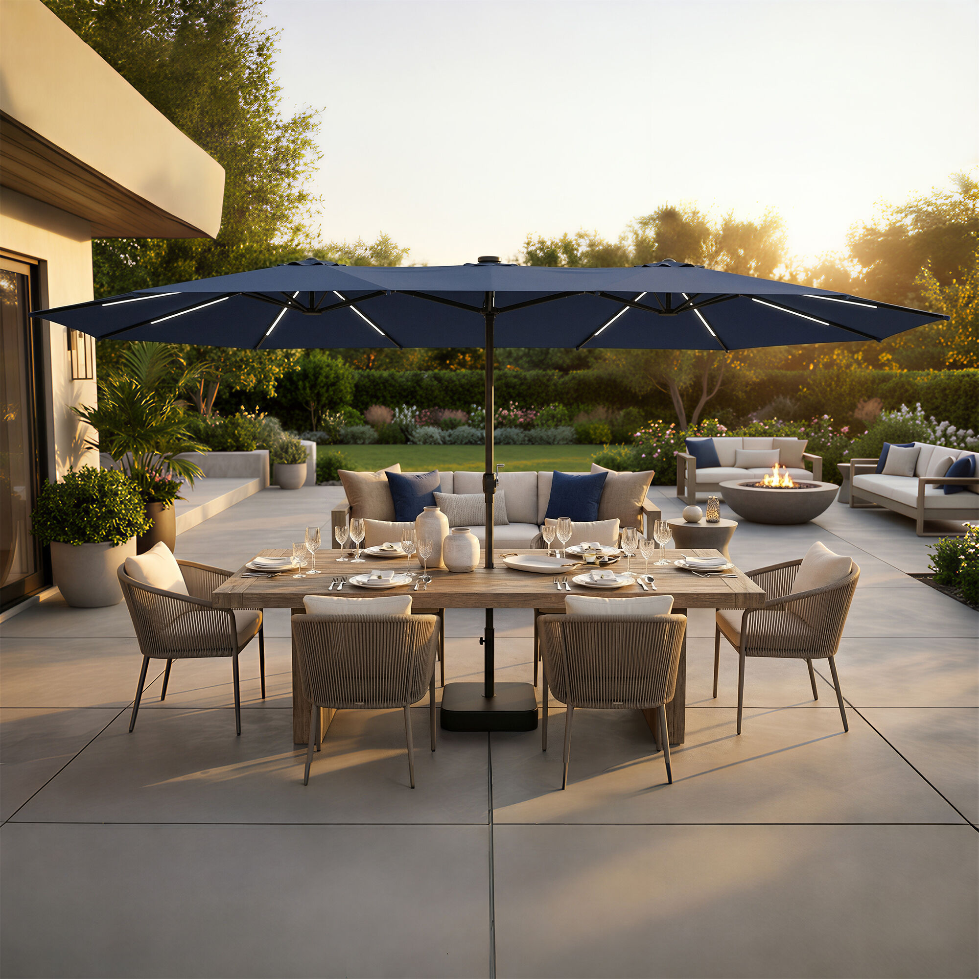 FUFU&GAGA 15-ft x 9-ft Navy Blue Large Outdoor Sunshade Double-Top