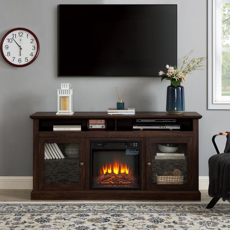 Mondawe Modern TV Media Console With 18 Inch Fireplace, Suitable For Shelving TVs Under 65 Inches image number 1