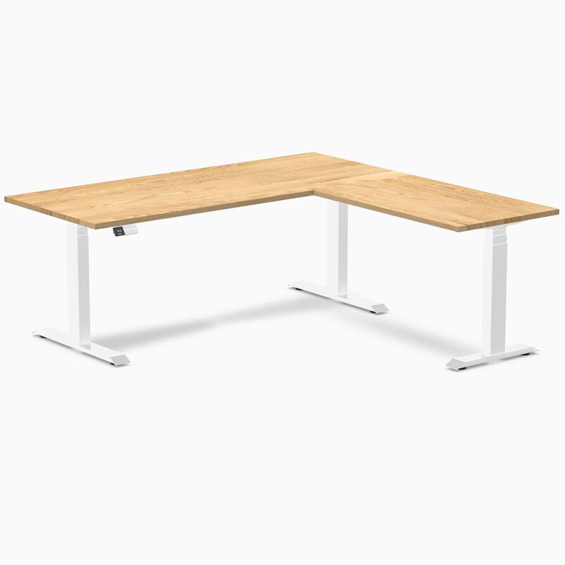 Desky Hardwood L-Shape Sit Stand Desk image number 0