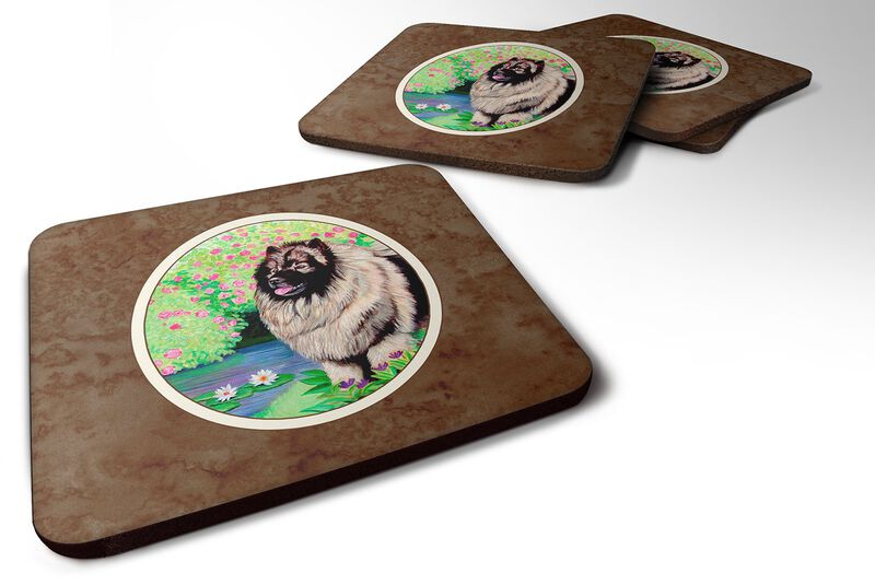 Caroline's Treasures 7074FC Keeshond Foam Coasters (Set of 4), 3.5, Multicolor image number 0