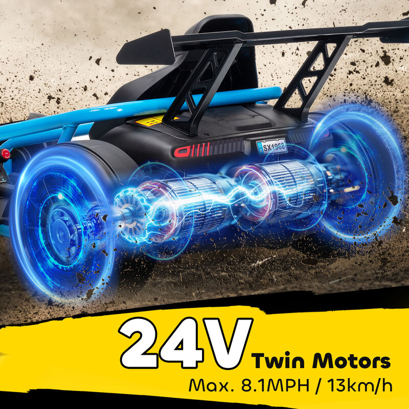 BreeBe 24V 7AH Kids Electric Go Kart, 8.1 MPH Battery Powered Drift Kart with Dual Motors, Soft Start image number 4