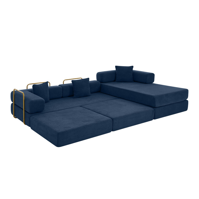Merax Convertible Modular Corduroy Sectional Sofa Bed image number 2