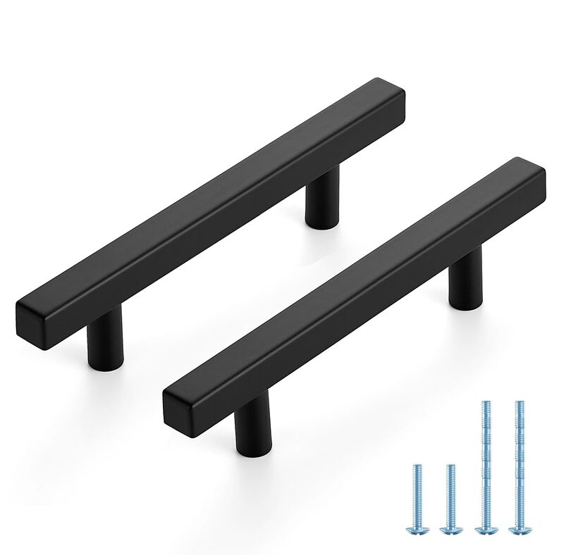 JOY DECOR 30 Pack 3-3/4 Inch Matte Black Square Cabinet Handles Stainless Steel Cabinet Hardware Pulls for Kitchen and Drawers w