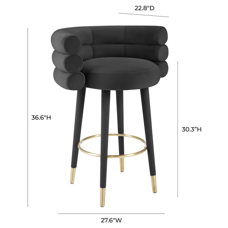 Casafoyer Betty Black Velvet Barstool image number 4