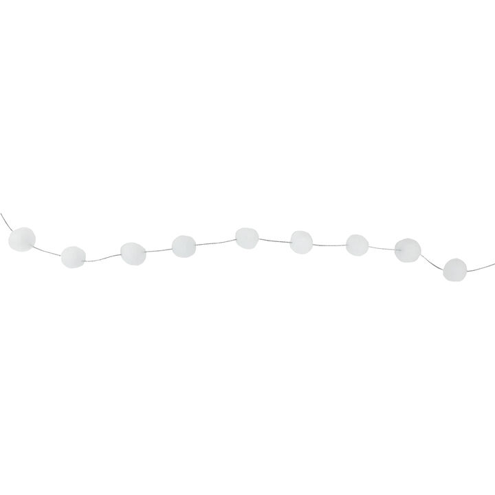 9' White Plush Snowball Christmas Garland