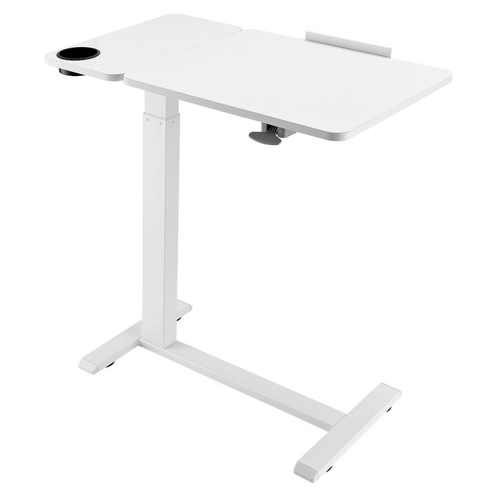 Portable Desk with Flip Top &ndash; Hidden 4-Wheel Rolling Laptop Table with Cup Holder