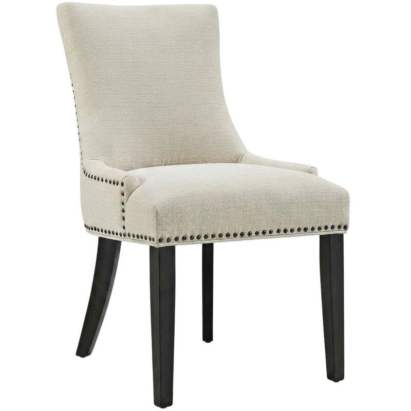 Fabric Upholstered Parsons Dining Side Chairs, Beige, Set of 2 image number 2