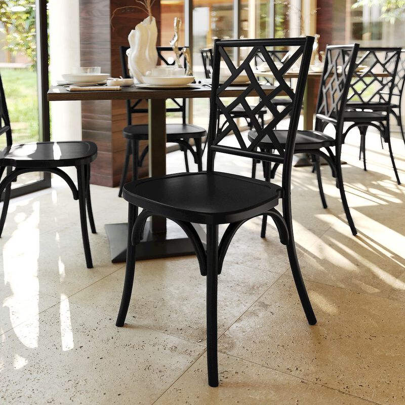 Flash Furniture Brooklyn Black Solid Wood Stackable Dining Chair with Intricate Back Detail image number 7