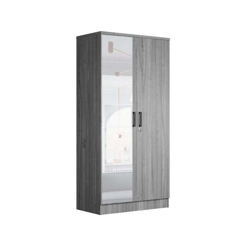 2 Doors Wardrobe Mirrored Door