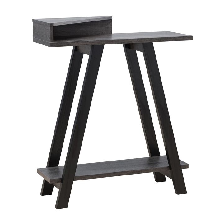 Baki 38 Inch Modern Wood Side Console Table, Corner Compartment, Black