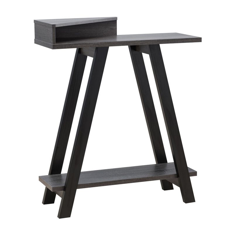 Baki 38 Inch Modern Wood Side Console Table, Corner Compartment, Black