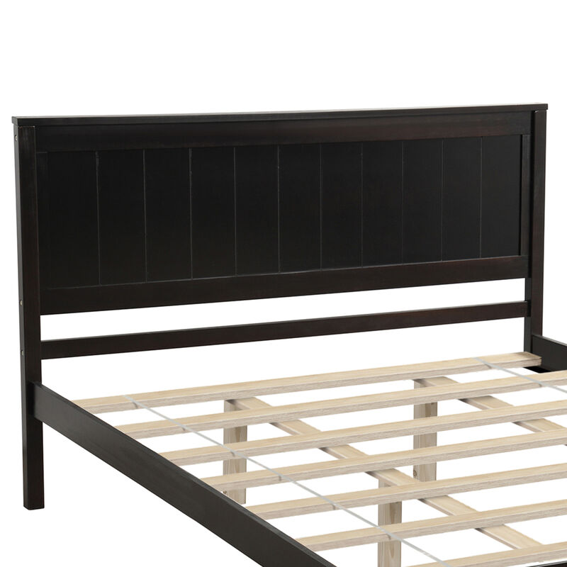 Platform Bed Frame with Headboard, Wood Slat Support, No Box Spring Needed, Queen
