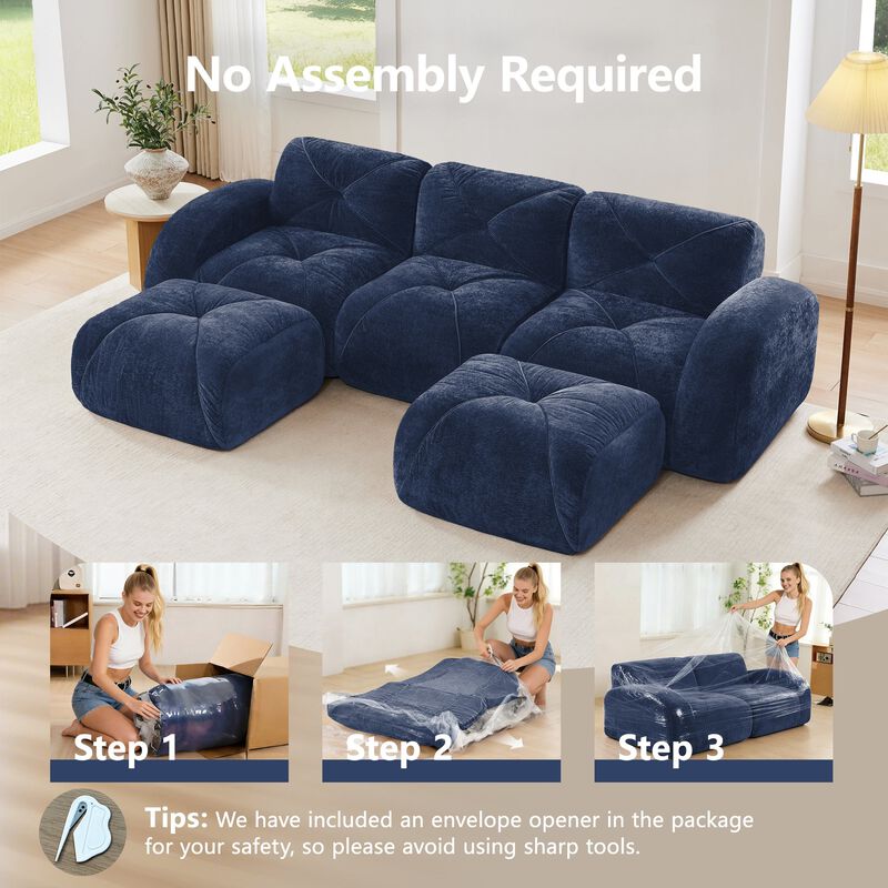 Clihome U-Shaped Boneless Sofa,Tufted Design,32D High Density Sponge,Bottom Anti-Slip Design,Free Combination,Movable Ottoman For Study & Home Theater image number 8