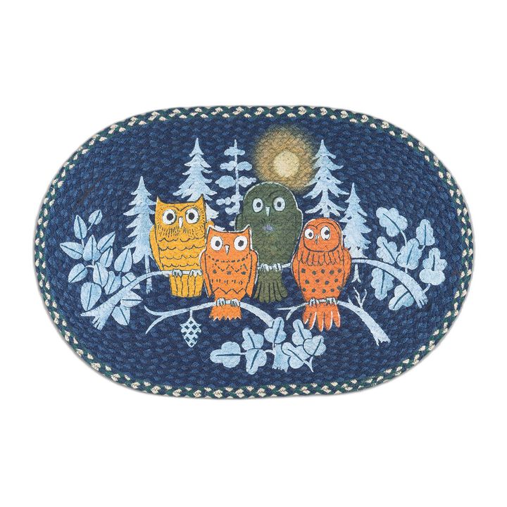 Earth Rugs Op-582 Midnight Owls Oval Patch 20 X 30
