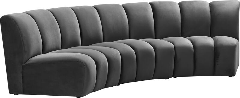 Meridian Furniture Infinity Grey Velvet 3pc. Modular Sectional image number 2