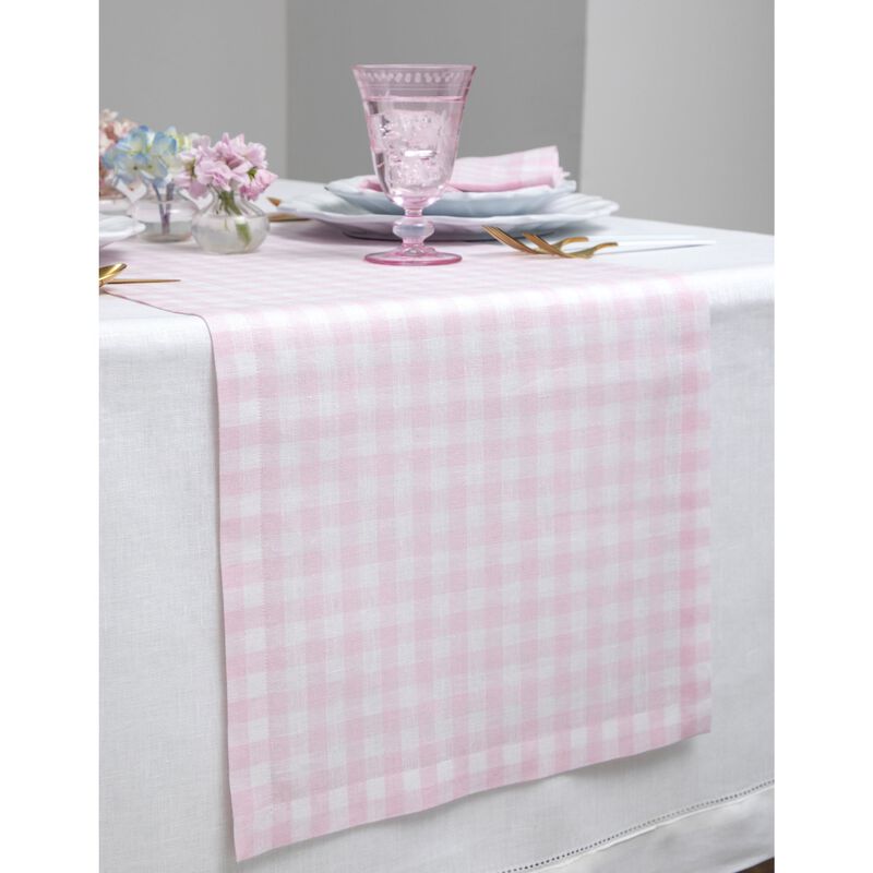 Solino Home Gingham Check 100% Linen Table Runner &ndash; Handcrafted, Machine Washable, Perfect for Holiday and Everyday Dining