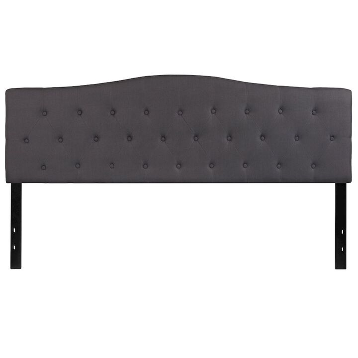 Flash Furniture Tufted Upholstered King Size Headboard in Dark Gray Fabric