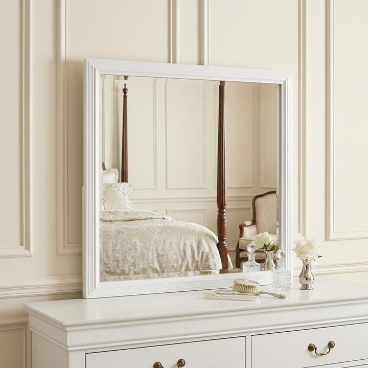 HomeRoots 35" White Framed Dresser Mirror