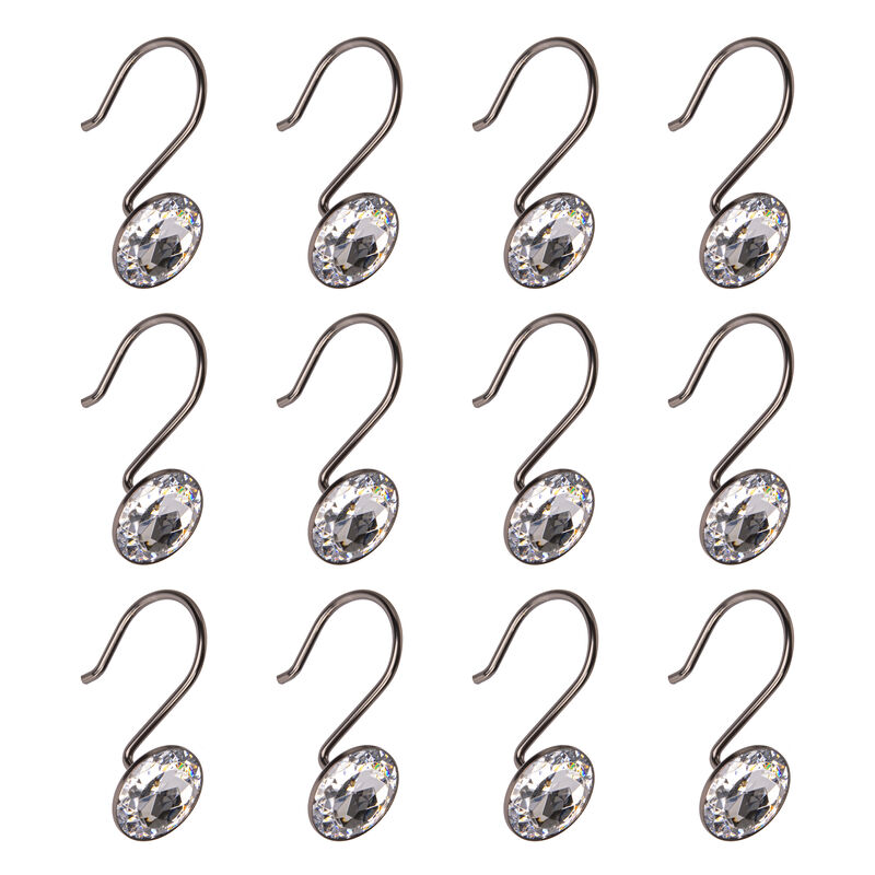 Utopia Alley Rust-Resistant Metal Shower Curtain Hooks with Large Crystal, Set of 12 image number 3