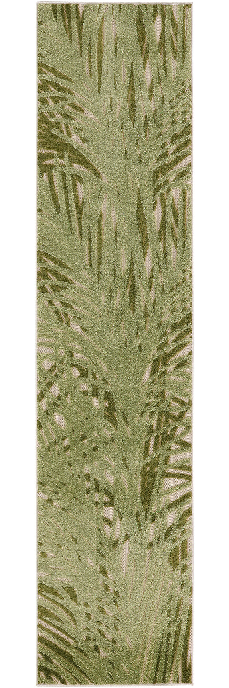 HomeRoots 6' Ivory And Green Palm Leaf Indoor Outdoor Runner Rug image number 0