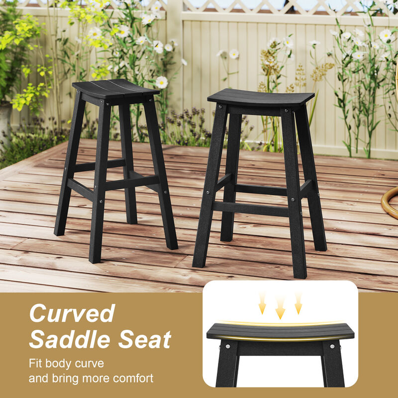 HDPE Armless Patio Bar Stools Set – Saddle Seat Outdoor Counter Chairs