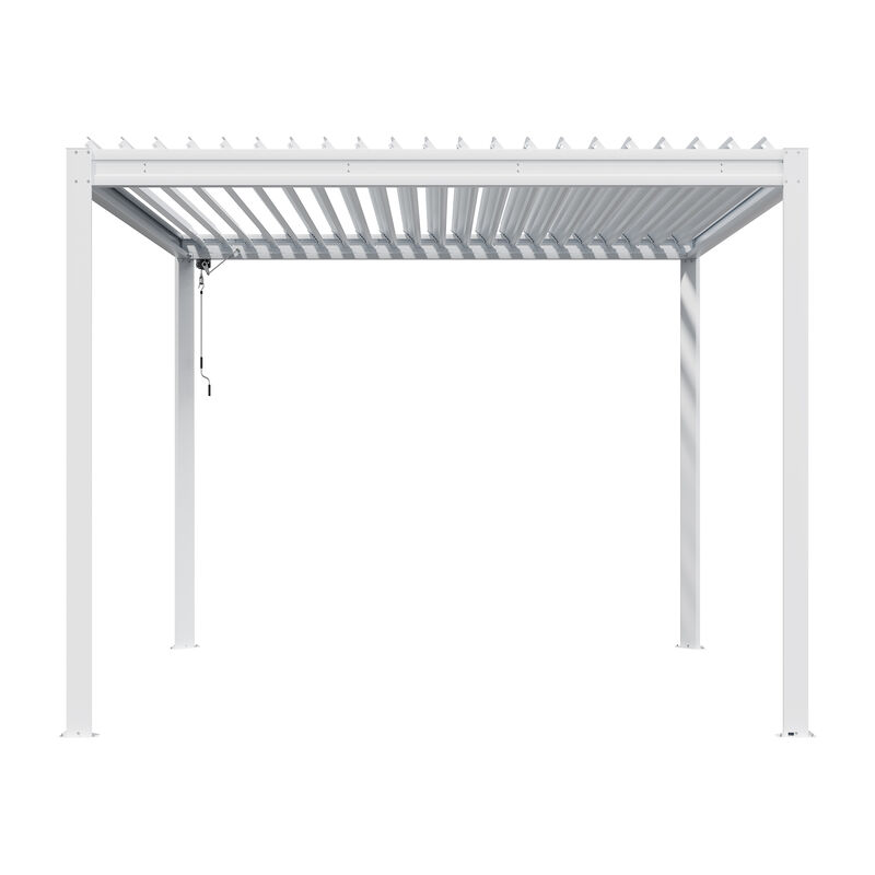 MONDAWE 10X10FT Outdoor Louvered Aluminum Pergola with Adjustable Roof and Efficient Drainage System for Patio, Deck, Garden