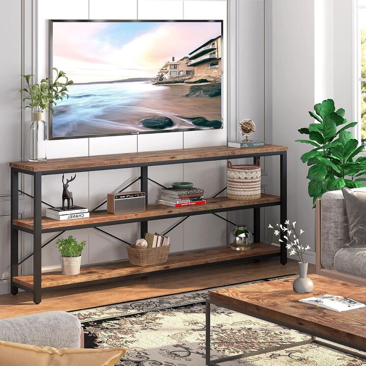 Tribesigns Classic 3-Tier Wood Console Table with Metal Frame
