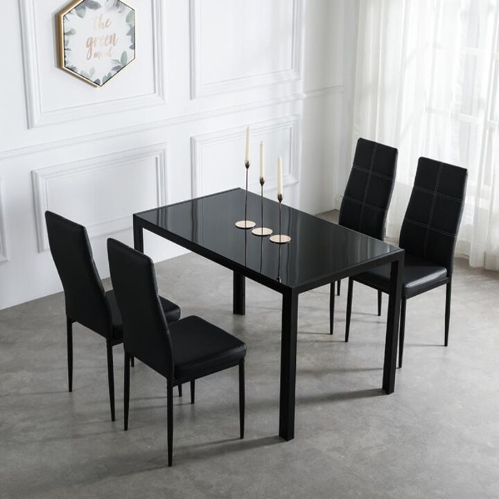 4pcs Elegant Dining Chairs Stylish Seating with 6-Grid Decorative Backrest for Modern Dining Rooms
