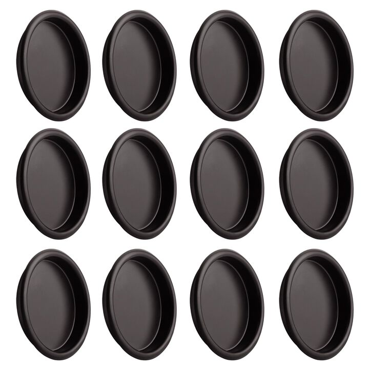 HOMOTEK 12 Pack Closet Door Finger Pulls, 2-1/8' Round Sliding Handles, Recessed & Cabinet Pulls, Easy Snap No Drill, Oil Rubbed