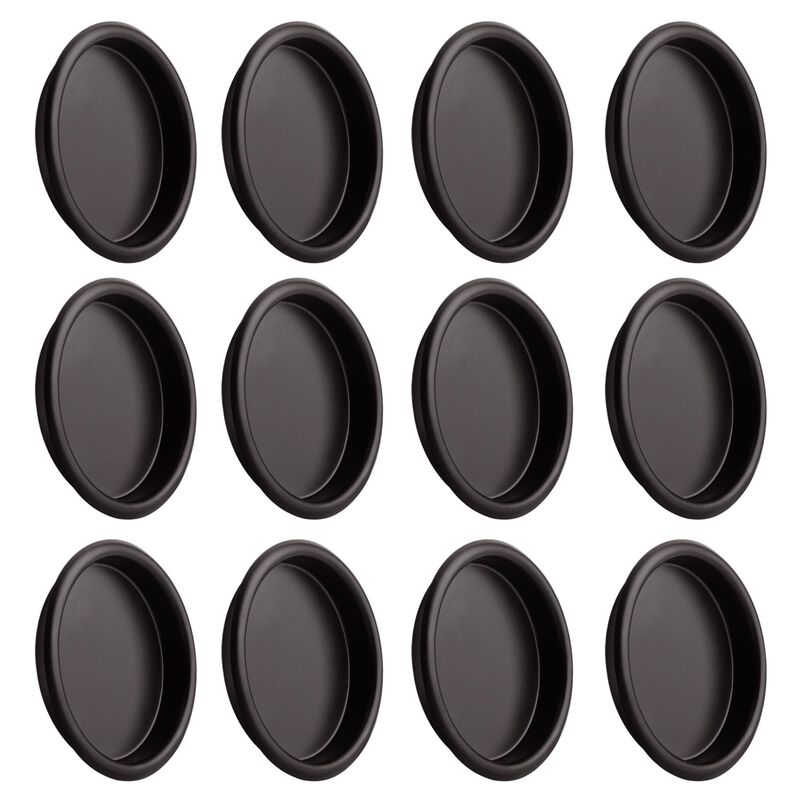 HOMOTEK 12 Pack Closet Door Finger Pulls, 2-1/8' Round Sliding Handles, Recessed & Cabinet Pulls, Easy Snap No Drill, Oil Rubbed
