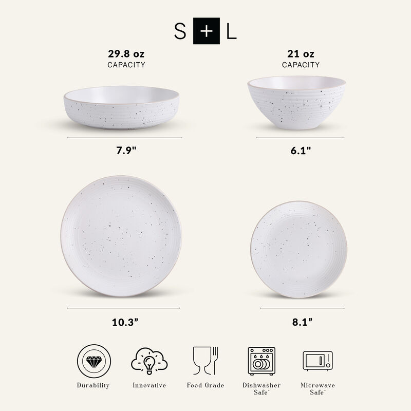 Stone Lain Lauren Stoneware 16 Piece Dinnerware Set