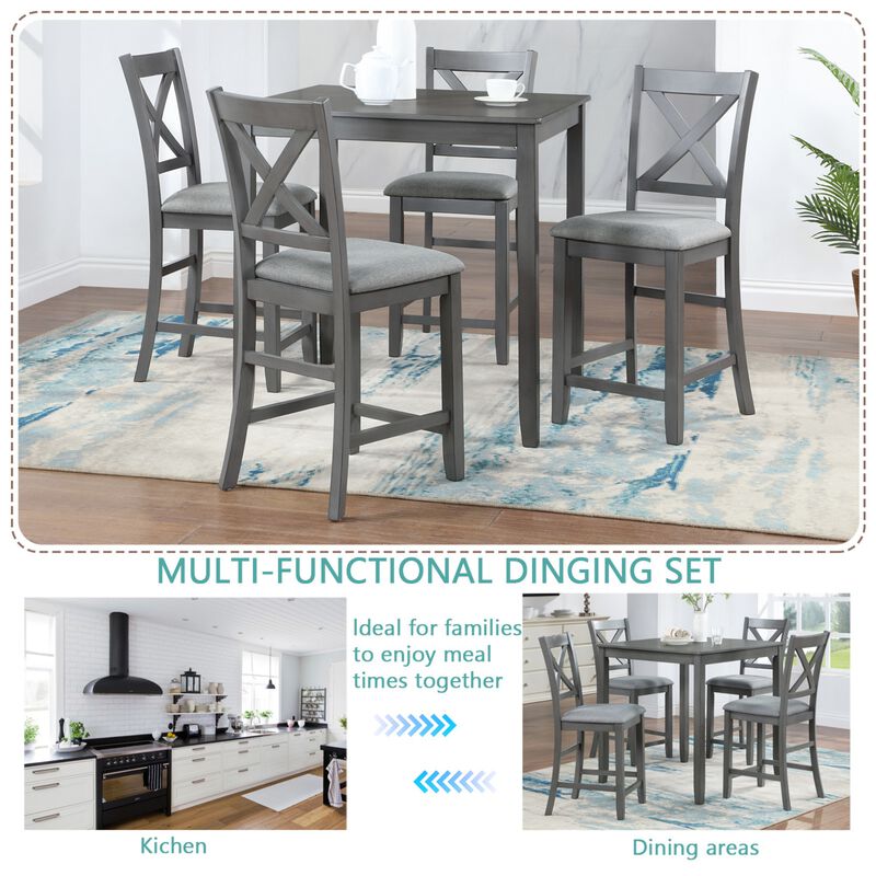 Wipnaf 5‑Piece Square Counter‑Height Dining Table Set image number 3