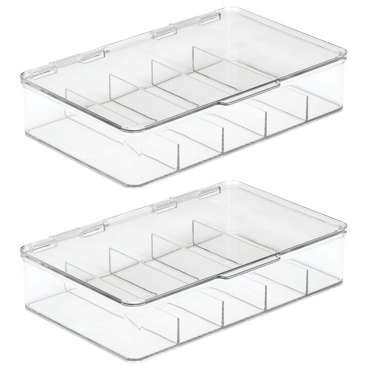 mDesign Plastic Stackable Eyeglass Storage Organizer, 5 Sections, 2 Pack - Clear