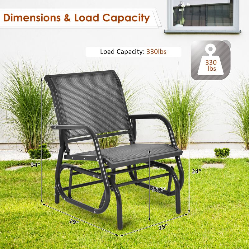 Heavy-Duty Outdoor Glider Chair &ndash; Rocking Swing Seat with Armrest for One