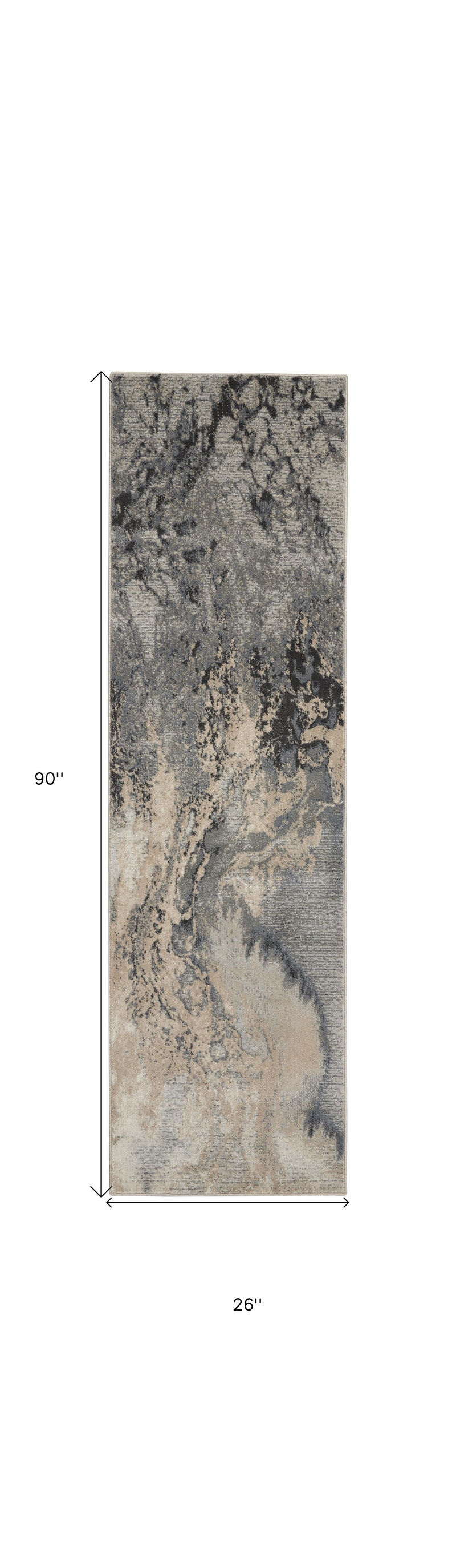 HomeRoots Abstract Non Skid Runner Rug image number 2