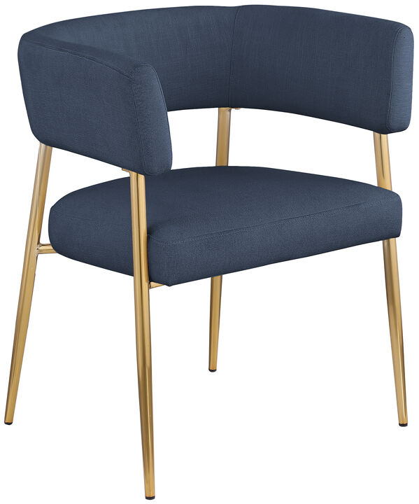 Meridian Furniture Creston Deep Navy Durable Linen Textured Fabric Dining Chair