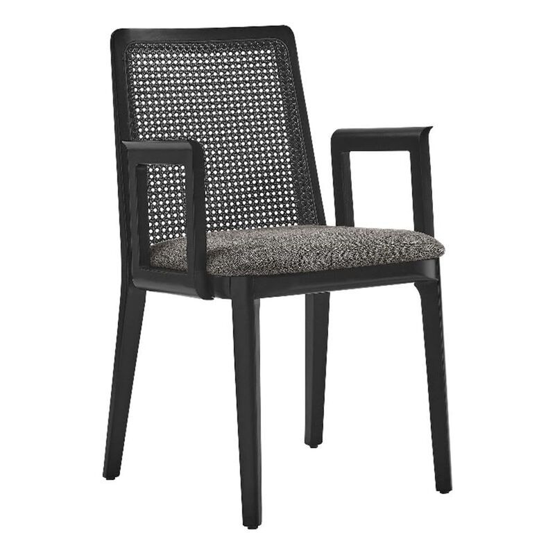 Modway Monarch Wood Dining Accent Armchair with Cane Back and Padded Seat in Black Black Gray image number 0