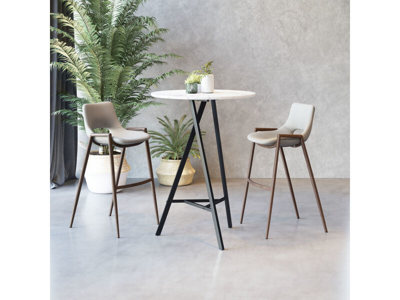 Desi Barstool (Set of 2) Beige & Walnut