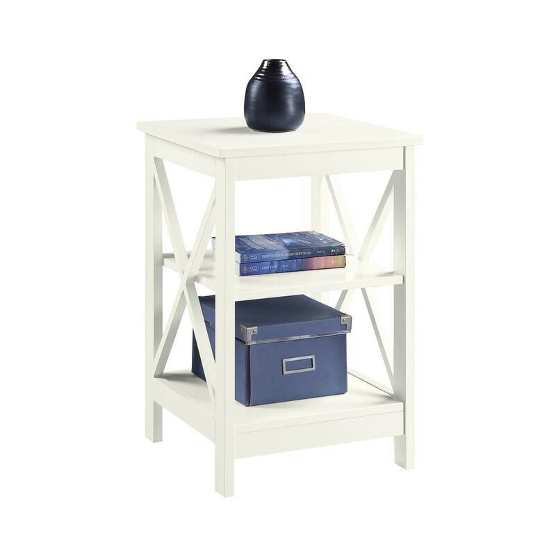 Convenience Concepts Oxford End Table with Shelves Ivory