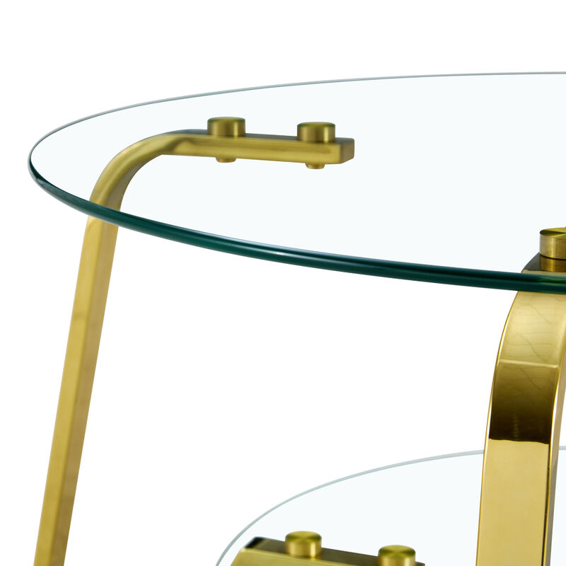 Ketwul 2-Tier Round Glass Coffee Table image number 7
