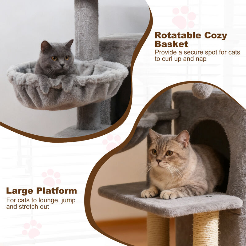 33.5" Cat Tower with 2-Tier Condo and Comfortable Padded Top Perch image number 4