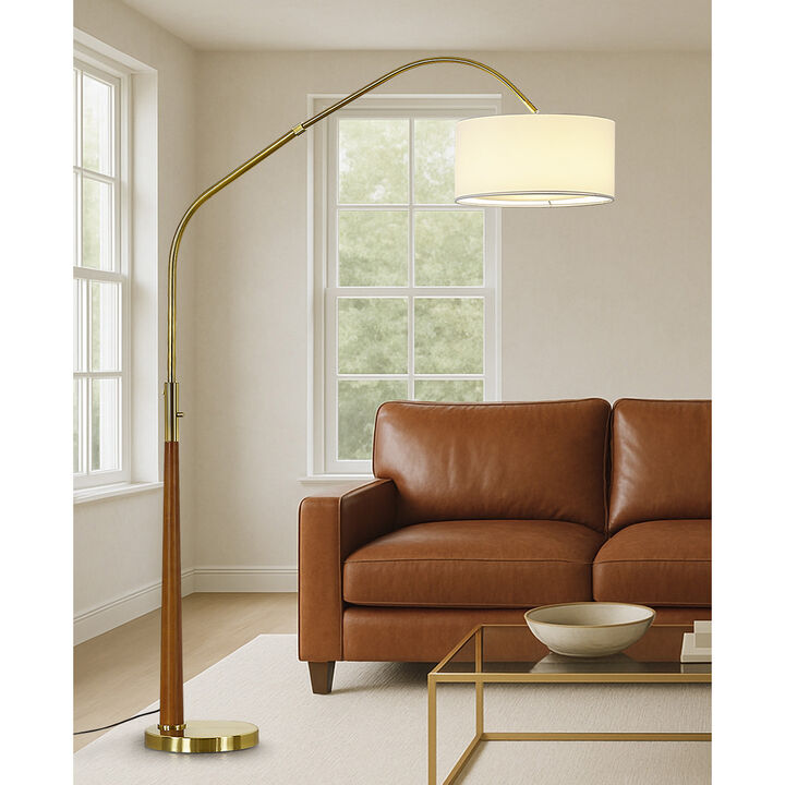 HOMEGLAM Century 81" Solid Wood Arched Floor Lamp with Dimmable LED Bulb.