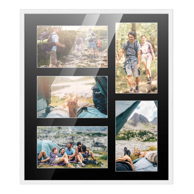 12x14 Wood Collage Frame with a Black Mat for 4x6 Pictures