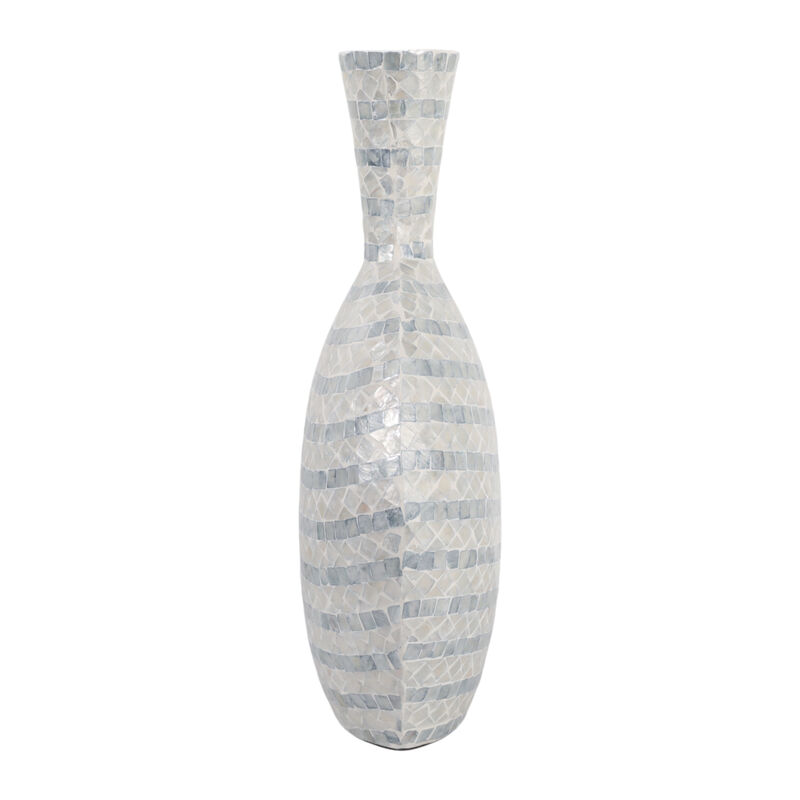 23x16" Capiz Gourd Vase, Blue image number 3