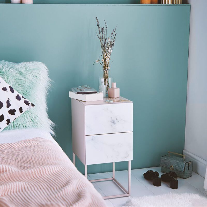 Streamdale Tempered Glass Bedside Table with Drawer